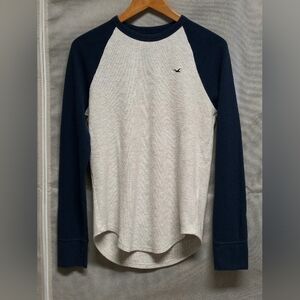 Hollister Long-sleeve Raglan Light Grey/Navy Men's Size Small